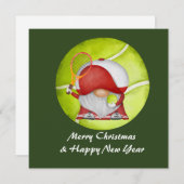 Tennis Kerstmis met Sinterklaas op groene  Holida Feestdagenkaart (Voorkant / Achterkant)