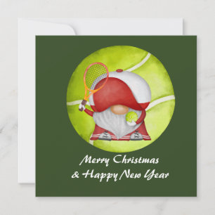Tennis Kerstmis met Sinterklaas op groene  Holida Feestdagenkaart