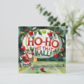 Tennis Kerstmis met Sinterklaas op het veld Feestdagenkaart (Staand voorkant)