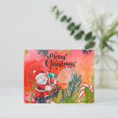 Tennis Kerstmis met Sinterklaas Sneeuwman Feestdagenkaart (Staand voorkant)