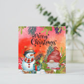 Tennis Kerstmis met Sinterklaas Sneeuwman Feestdagenkaart (Staand voorkant)