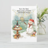Tennis Kerstmis met Sneeuwman  Kaart (Staand voorkant)