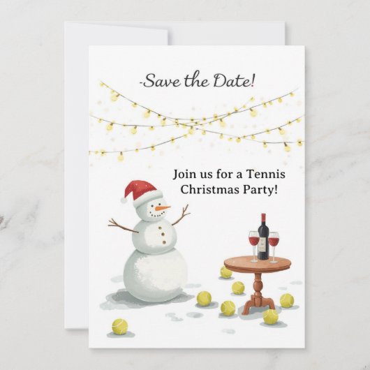 Tennis Kerstmis met Sneeuwman Kaart (Voorkant)