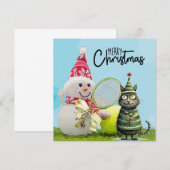 Tennis Kerstmis met Snowman en Tennis Kaart (Voorkant / Achterkant)