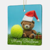 Tennis Kerstmis met teddybeer & cadeautje ornament (Links)