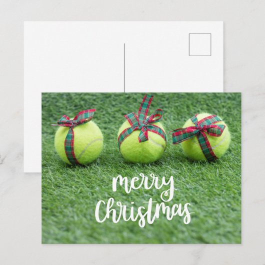 Tennis Kerstmis met Tennis ball en cadeaus Postca Briefkaart (Voorkant / Achterkant)