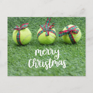 Tennis Kerstmis met Tennis ball en cadeaus Postca Briefkaart