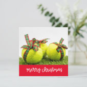 Tennis Kerstmis met Tennis ball Kaart (Staand voorkant)