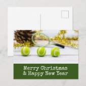 Tennis Kerstmis met tennis thema Feestdagenkaart (Voorkant / Achterkant)