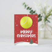 Tennis Kerstmis met tennisbal en kerstman Briefkaart (Staand voorkant)
