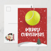 Tennis Kerstmis met tennisbal en kerstman Briefkaart (Voorkant / Achterkant)