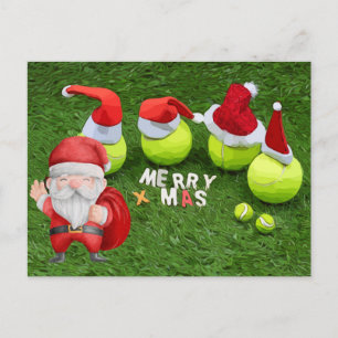 Tennis Kerstmis met tennisbal en kerstman Feestdagenkaart