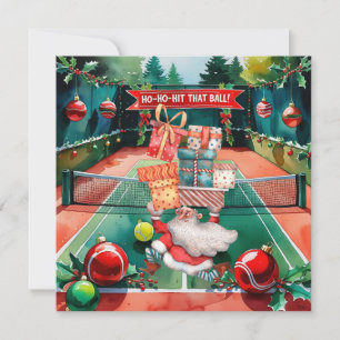 Tennis Kerstmis met tennisbal en kerstman Feestdagenkaart