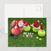 Tennis Kerstmis met tennisbal en kerstman Feestdagenkaart (Voorkant / Achterkant)