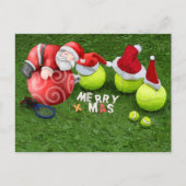 Tennis Kerstmis met tennisbal en kerstman Feestdagenkaart (Voorkant)