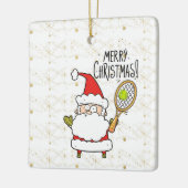 Tennis Kerstmis met tennisbal en kerstman Keramisch Ornament (Links)