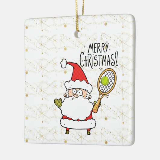 Tennis Kerstmis met tennisbal en kerstman Keramisch Ornament (Links)