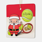 Tennis Kerstmis met tennisbal en kerstman Keramisch Ornament (Links)