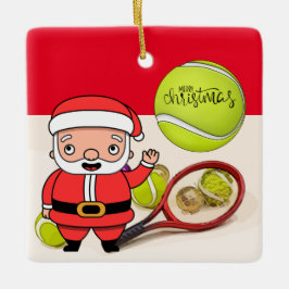 Tennis Kerstmis met tennisbal en kerstman Keramisch Ornament