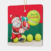 Tennis Kerstmis met tennisbal en kerstman Keramisch Ornament (Links)