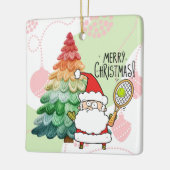 Tennis Kerstmis met tennisbal en kerstman Keramisch Ornament (Links)