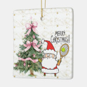 Tennis Kerstmis met tennisbal en kerstman Keramisch Ornament (Links)