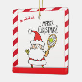 Tennis Kerstmis met tennisbal en kerstman Keramisch Ornament (Links)