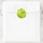 Tennis Kerstmis met tennisbal en kerstman Ronde Sticker (Tas)