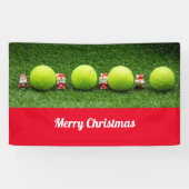 Tennis Kerstmis met tennisbal en kerstman Spandoek (Horizontaal)