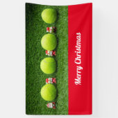 Tennis Kerstmis met tennisbal en kerstman Spandoek (Verticaal)