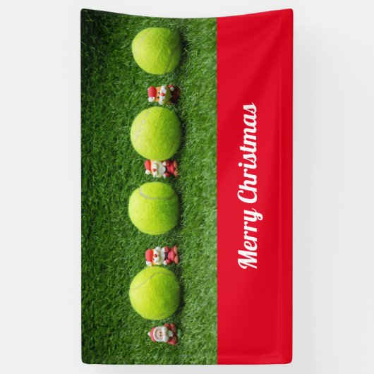 Tennis Kerstmis met tennisbal en kerstman Spandoek (Verticaal)