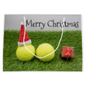 Tennis Kerstmis met tennisbal en Santa hat Groot Cadeauzakje (Voorkant)