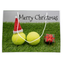 Tennis Kerstmis met tennisbal en Santa hat