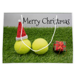 Tennis Kerstmis met tennisbal en Santa hat Groot Cadeauzakje