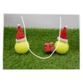 Tennis Kerstmis met tennisbal en Santa hat Groot Cadeauzakje (Achterkant)