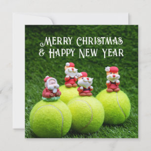 Tennis Kerstmis met tennisbal en sieraden Ho Feestdagenkaart
