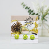 Tennis Kerstmis met tennisbal Feestdagenkaart (Staand voorkant)