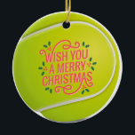 Tennis Kerstmis met tennisbal Keramisch Ornament<br><div class="desc">Tennis Kerstmis met tennisbal Santa Claus en Snowman</div>