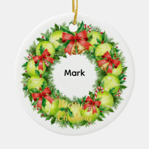 Tennis Kerstmis met tennisbal Keramisch Ornament