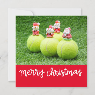 Tennis Kerstmis met tennisbal met kerstman Feestdagenkaart