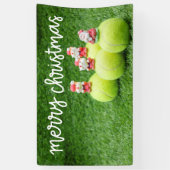 Tennis Kerstmis met tennisbal met kerstman Spandoek (Verticaal)