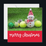Tennis Kerstmis met tennisbal met Snowman Feestdagenkaart<br><div class="desc">Tennis Kerstmis met tennisbal met Snowman</div>