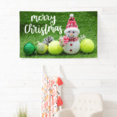 Tennis Kerstmis met tennisbal met Snowman Spandoek (Insitu)