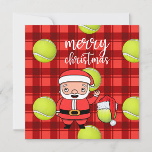 Tennis Kerstmis met tennisbal Santa Claus Car Kaart