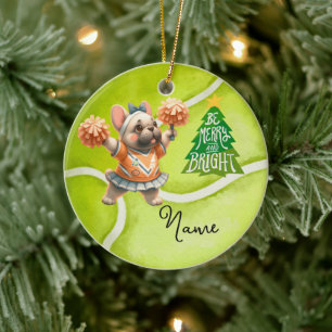 Tennis Kerstmis met tennisbal voor meisjesspeler Keramisch Ornament