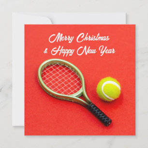 Tennis Kerstmis met tennisbal voor speler Feestdagenkaart