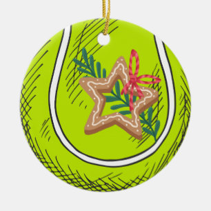 Tennis Kerstmis met tennisbal voor speler Keramisch Ornament