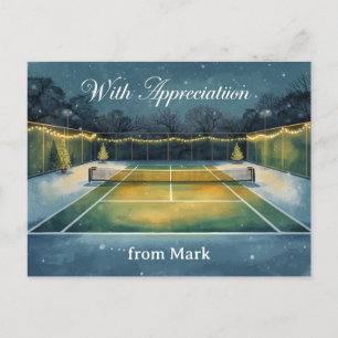 Tennis Kerstmis op het veld Met erkentelijkheid Briefkaart