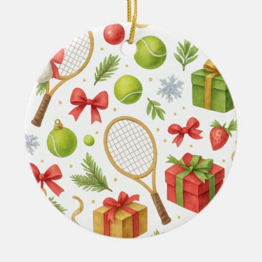 Tennis Kerstmis thema Keramisch Ornament (Voorkant)