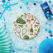 Tennis Kerstmis thema met bal en racket Papieren Bordje (Feest)